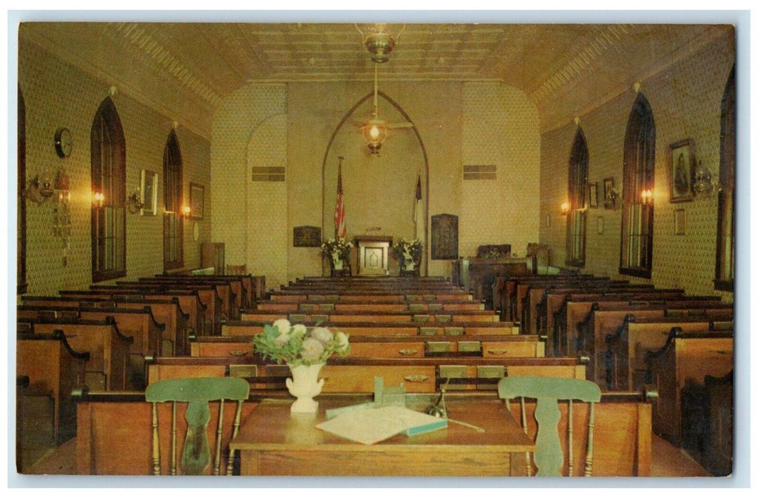 c1960 Interior View Little Brown Church Vale Congregational Nashua Iowa Postcard