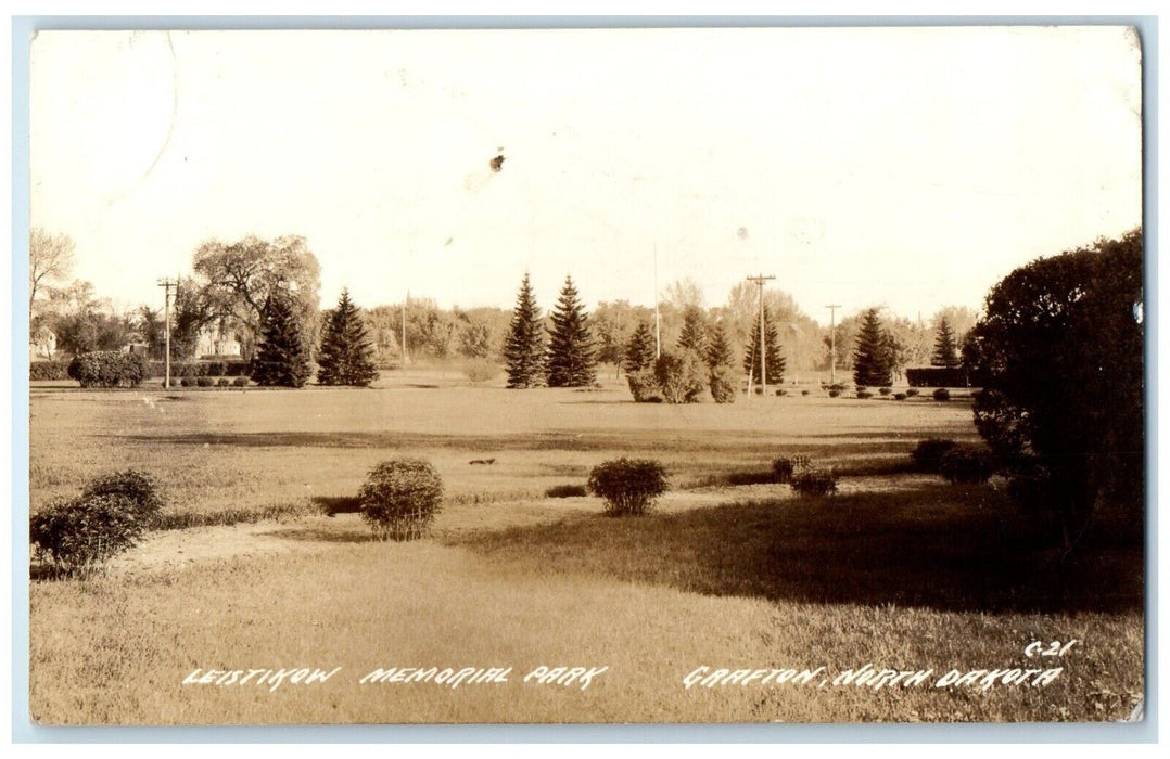 1941 Leistikow Memorial Park Grafton North Dakota ND RPPC Photo Antique Postcard
