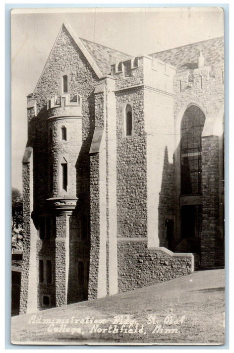 1929 Administration Bldg. St. Olaf College Northfield MN RPPC Photo Postcard
