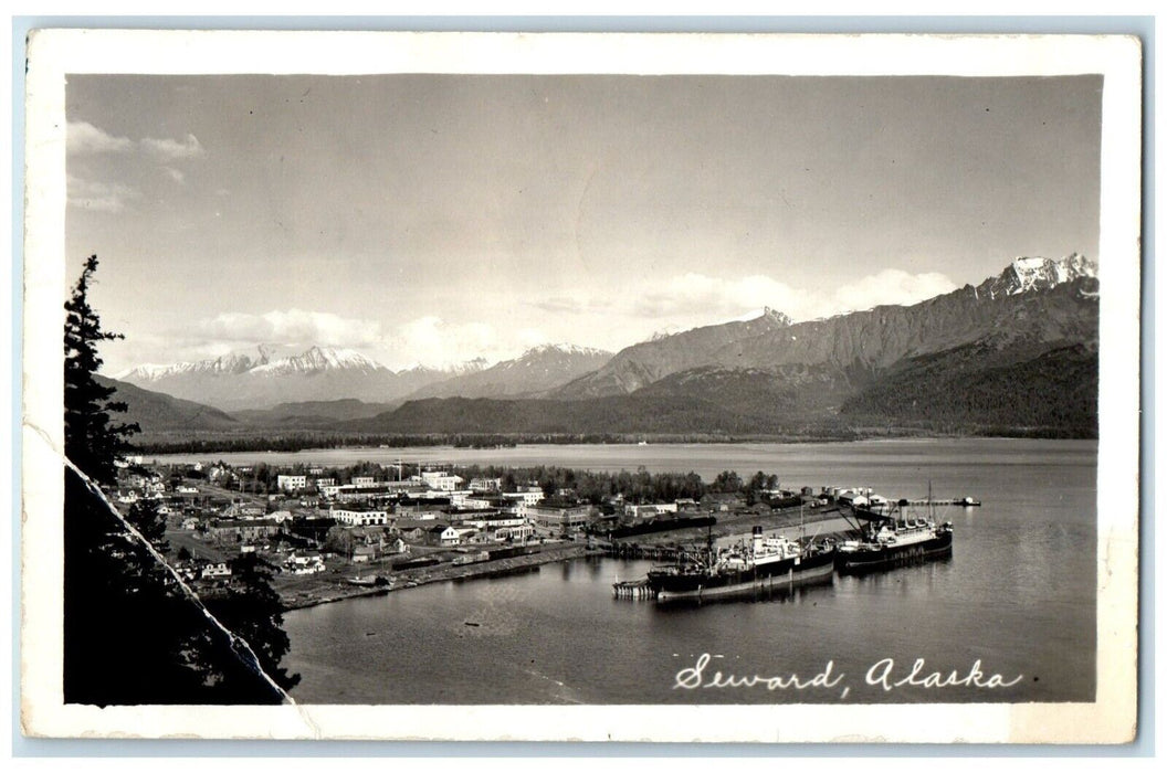 1941 Bird's Eye View Of Seward Alaska AK RPPC Photo Posted Antique Postcard