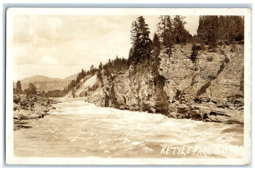 1928 View Of Kettle Fall Seattle Colville Washington WA RPPC Photo Postcard