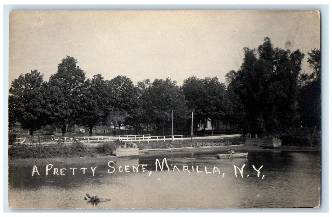c1910's A Pretty Scene Mill Pond Marilla New York NY RPPC Photo Antique Postcard