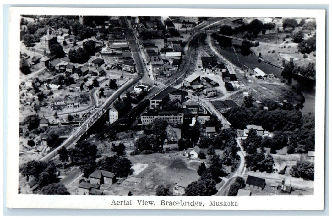 c1940's Aerial View Bracebridge Muskoka Canada RPPC Photo Vintage Postcard