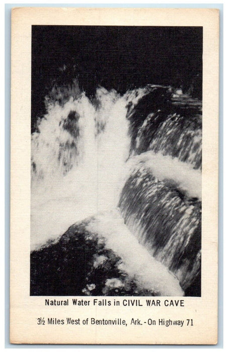 c1940 Natural Water Falls Civil War Cave Bentonville Arkansas Unposted Postcard