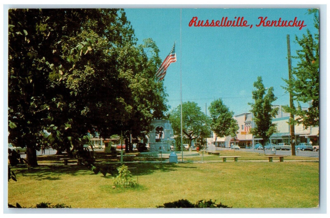 1960 Confederate Soldiers Monument Town Square Russellville Kentucky KY Postcard
