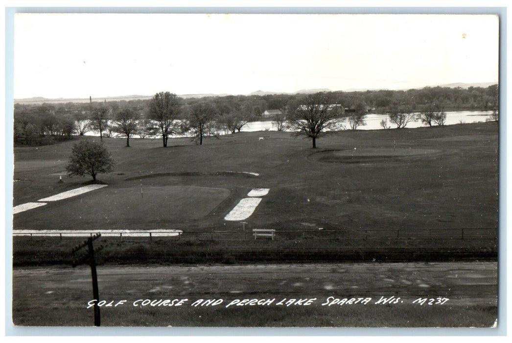 c1940's Golf Course And Peach Lake Sparta Wisconsin WI RPPC Photo Postcard