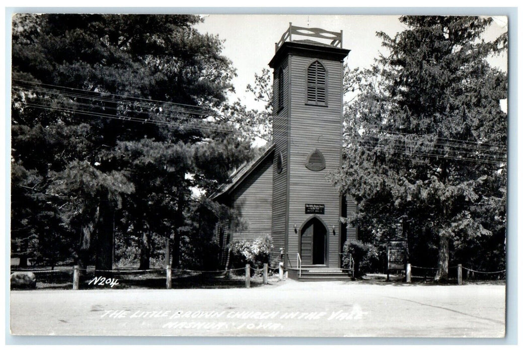 c1950's The Little Brown Church In The Vale Nashua Iowa IA RPPC Photo Postcard