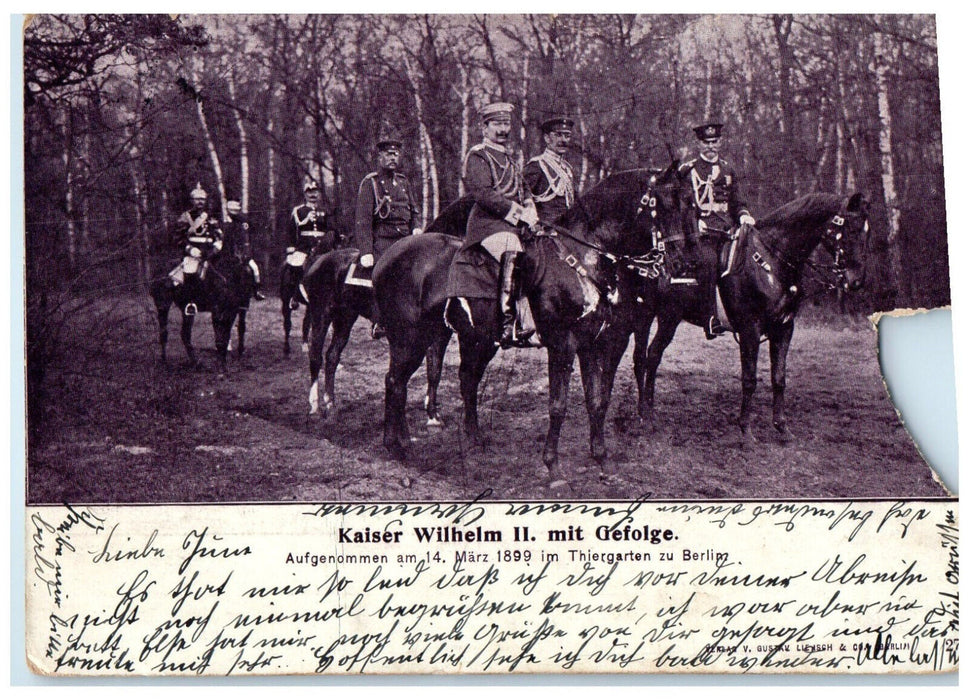 1899 Kaiser Wilhelm II with Entourage Animal Garden in Berlin Germany Postcard