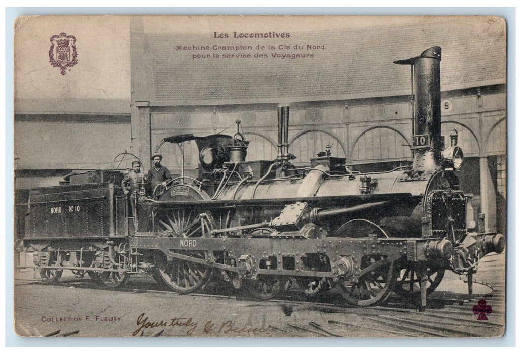 c1910 Crampton Machine From the Northern Co. Train France Antique Postcard