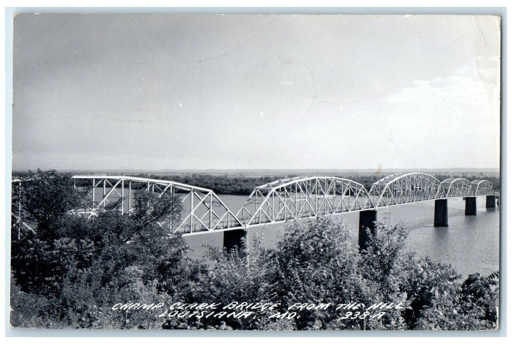 1955 Champ Clark Bridge From The Hill Louisiana MO RPPC Photo Vintage Postcard