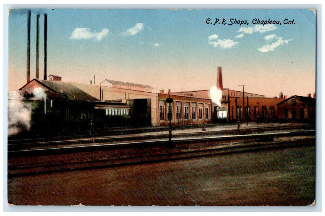 c1910 C.P.R. Shops Railway Chapleau Ontario Canada Antique Posted Postcard