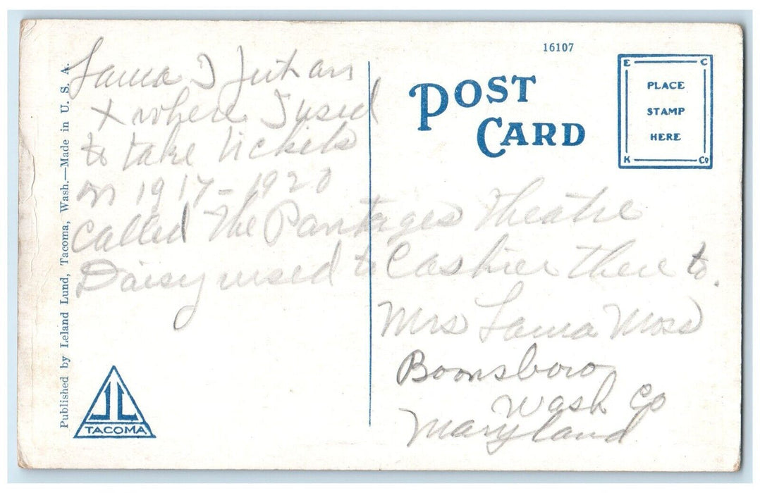 c1920 Looking East University Street Streetcar Road Seattle Washington Postcard