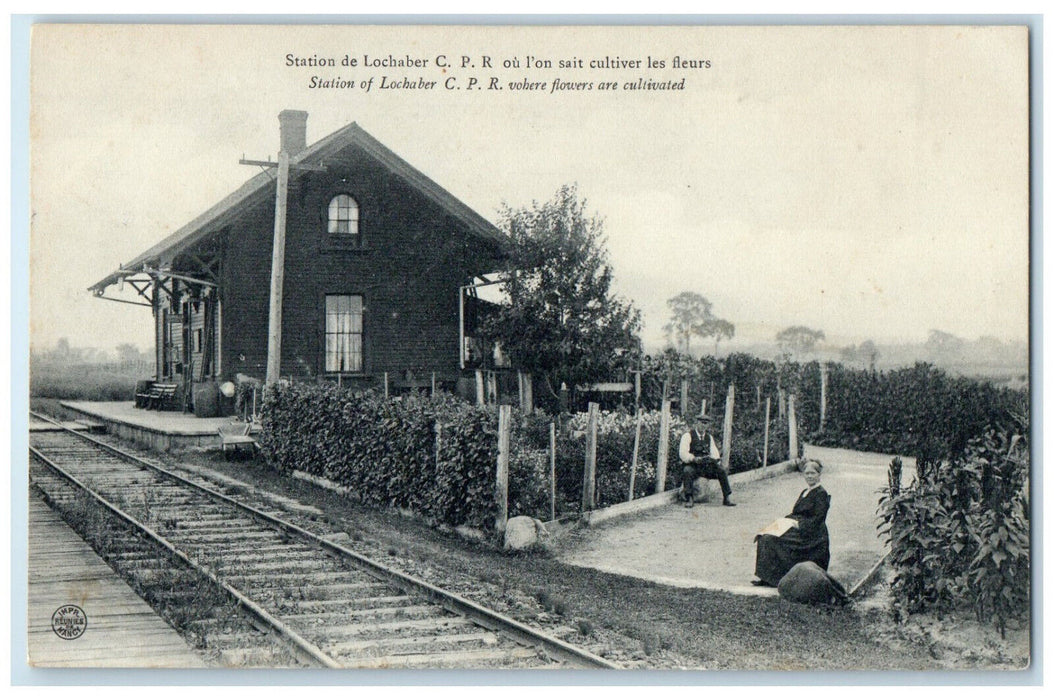 c1910 Station of Lochaber CPR Where Flowers are Cultivated Canada Postcard