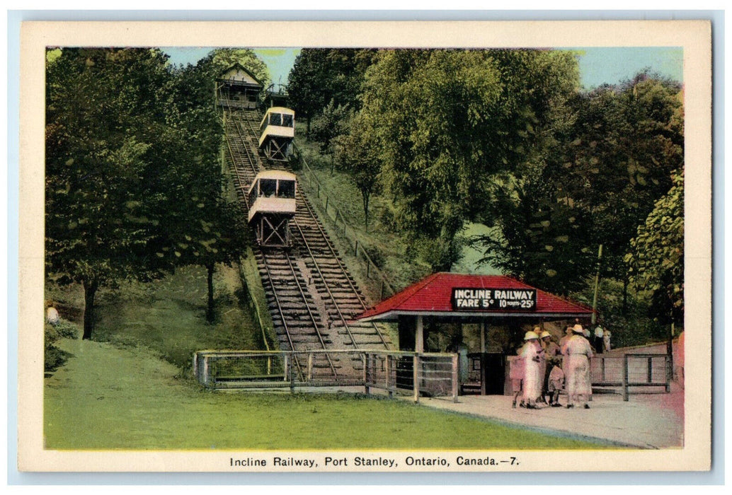 c1940's Incline Railway Port Stanley Ontario Canada Vintage Postcard