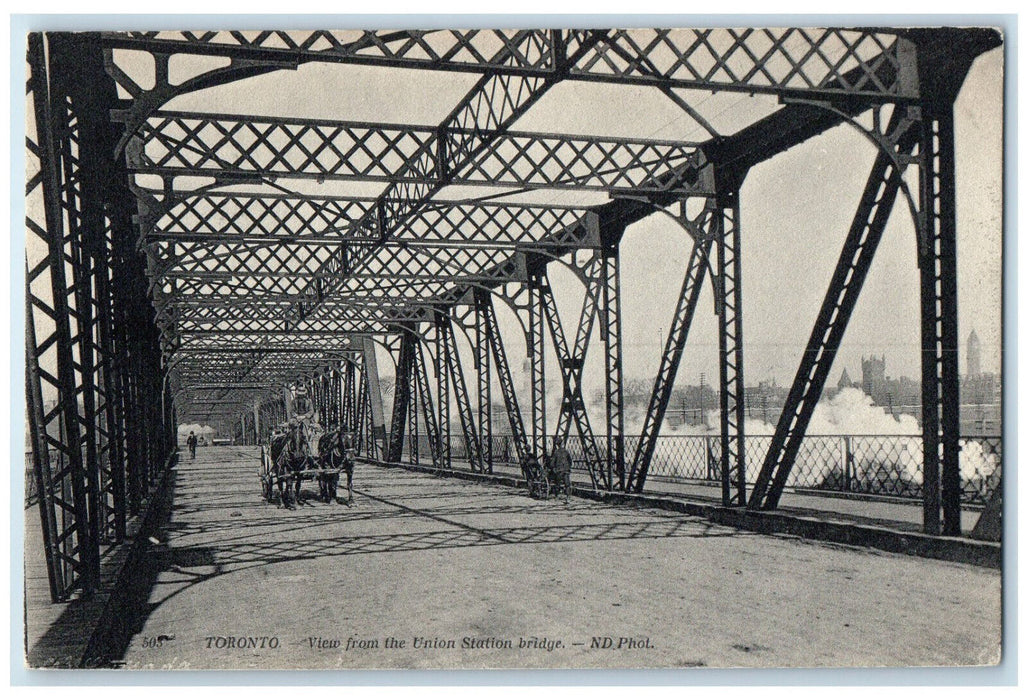 c1910 View from the Union Station Bridge Toronto Ontario Canada Postcard