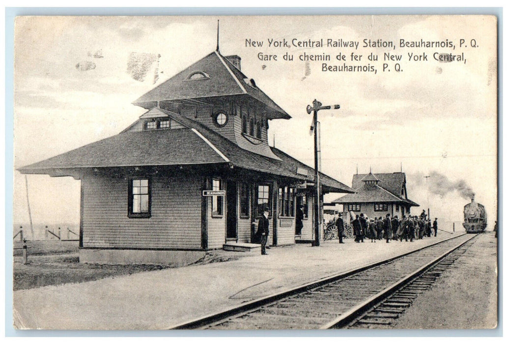 1915 New York Central Railway Station Beauharnois Quebec Canada Postcard