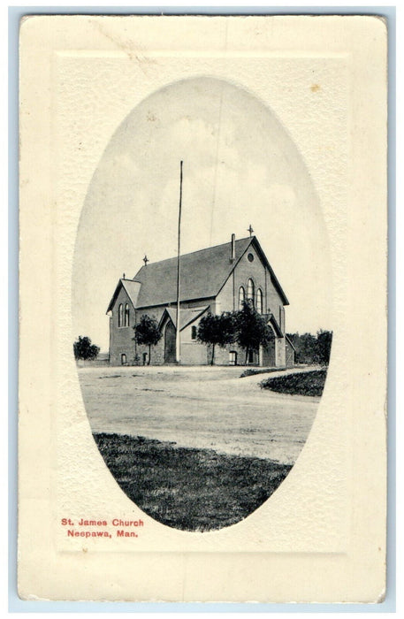 1913 St. James Church Neepawa Manitoba Canada Antique Posted Postcard