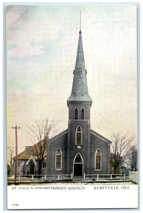 c1910 St. Paul's Presbyterian Church Kemptville Ontario Canada Postcard