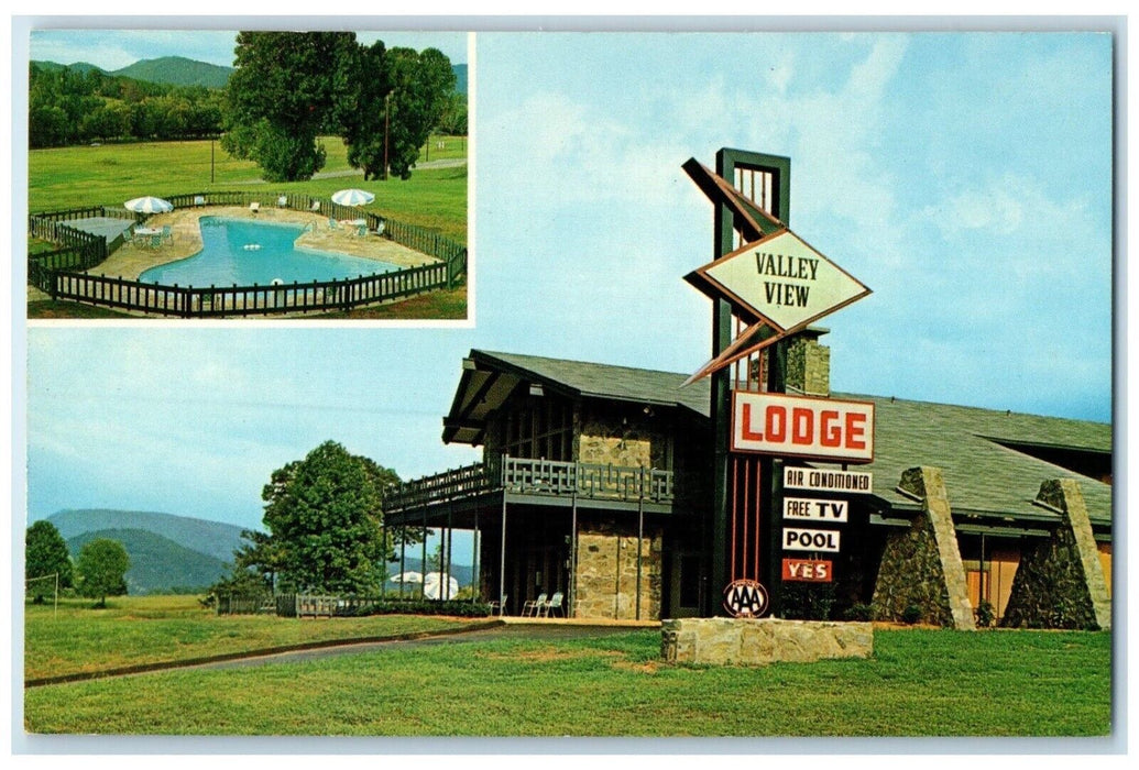 c1950's Valley View Lodge Motel Townsend Tennessee TN Swimming Pool Postcard
