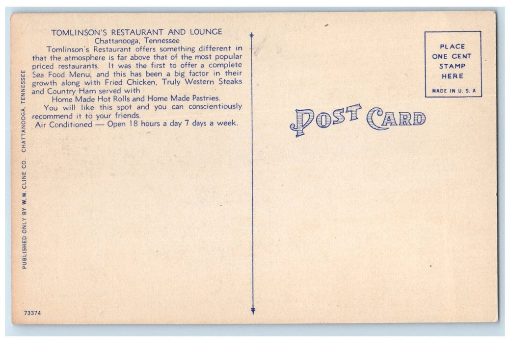 Tomlinson's Restaurant And Lounge Chattanooga Tennessee TN Multiview Postcard