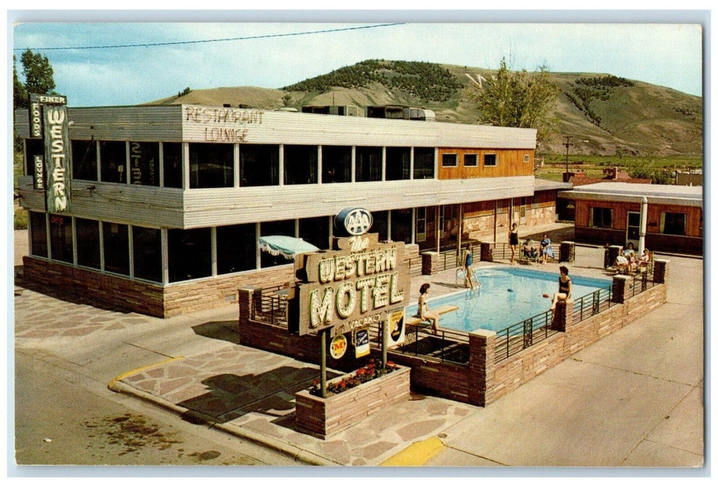 c1950's Western Motel Restaurant Lounge Pool View Gunnison Colorado CO Postcard