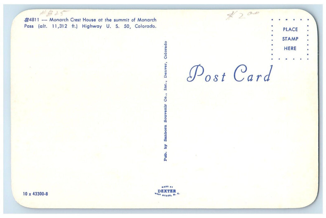 c1960's Monarch Crest House At The Summit Monarch Pass Colorado CO Postcard