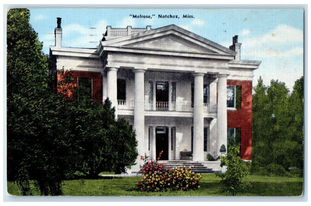 1955 Mansions House Exterior Building Field Melrose Natchez Mississippi Postcard