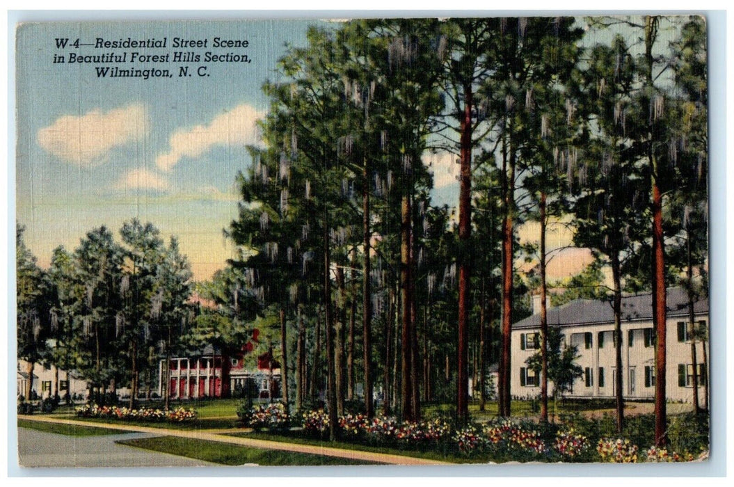 1944 Residential Street Scene Forest Hills Wilmington North Carolina NC Postcard