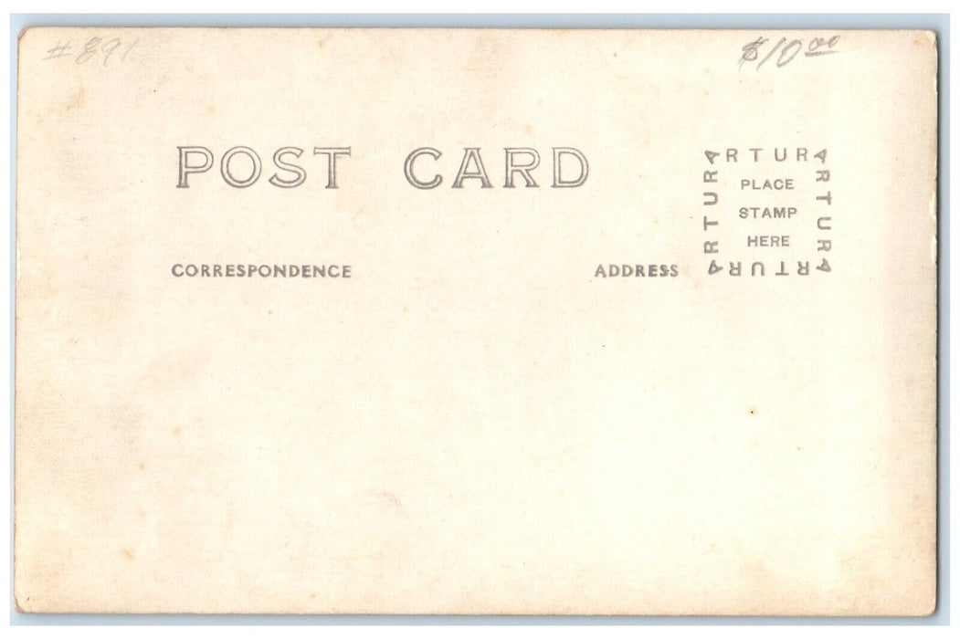1918 Men Camping Tent River Canoe Boat RPPC Photo Unposted Antique Postcard
