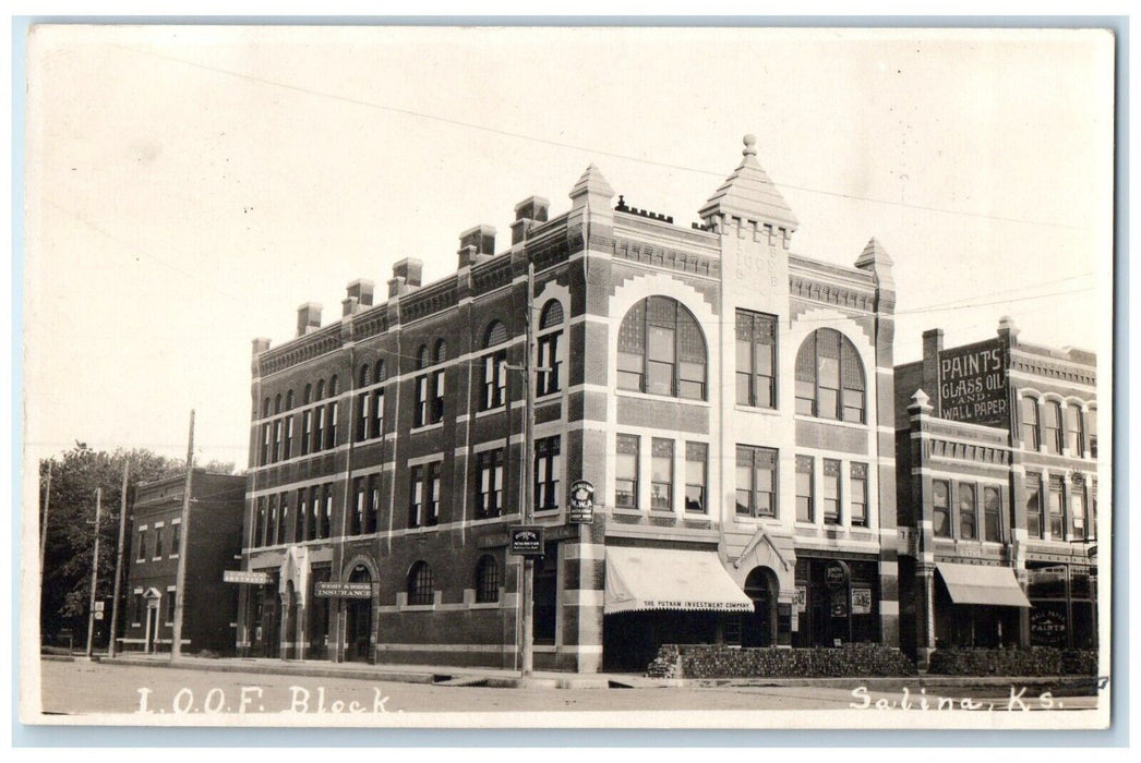 c1910's IOOF Block Building Scene Street Sealine Kansas KS RPPC Photo Postcard