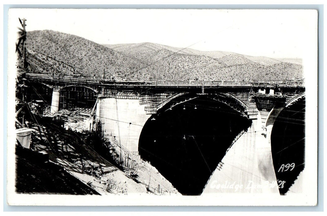 c1930's View Of Coolidge Dam Globe Arizona AZ RPPC Photo Vintage Postcard