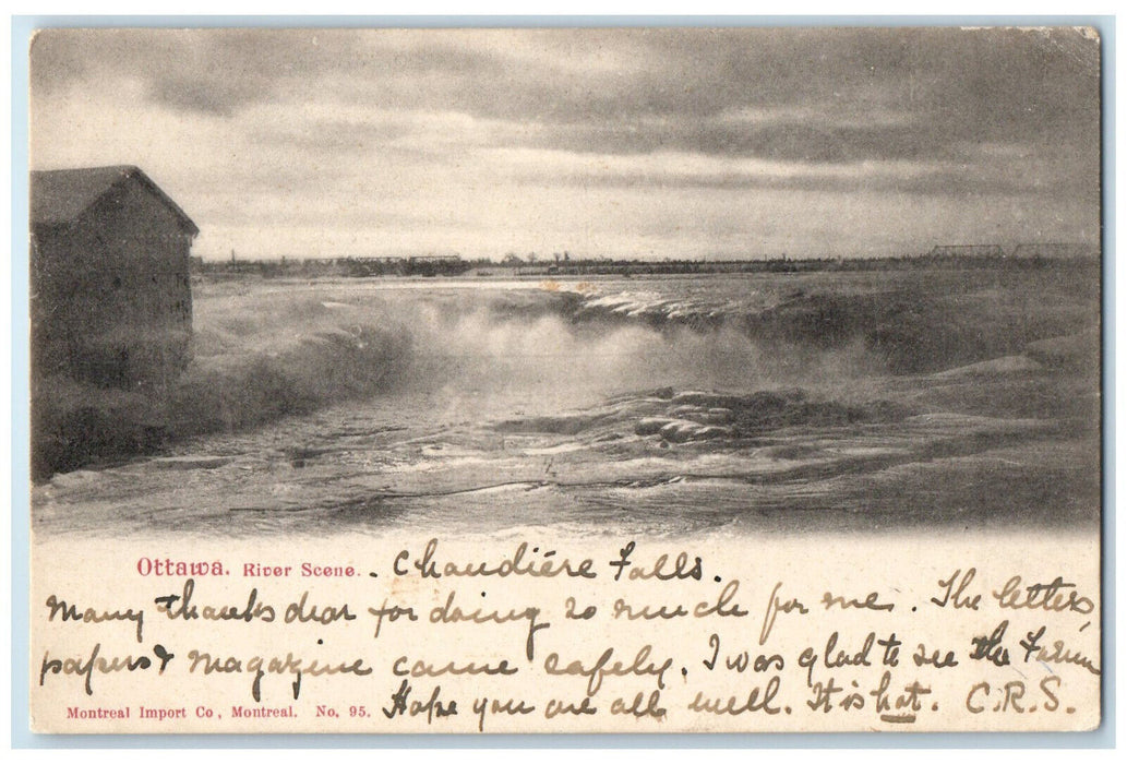 1905 River Scene Chaudiere Falls Ottawa Ontario Canada Antique Postcard