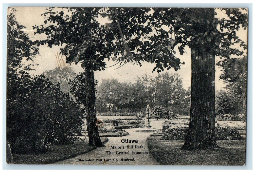 1906 Major's Hill Park Central Fountain Ottawa Ontario Canada Postcard