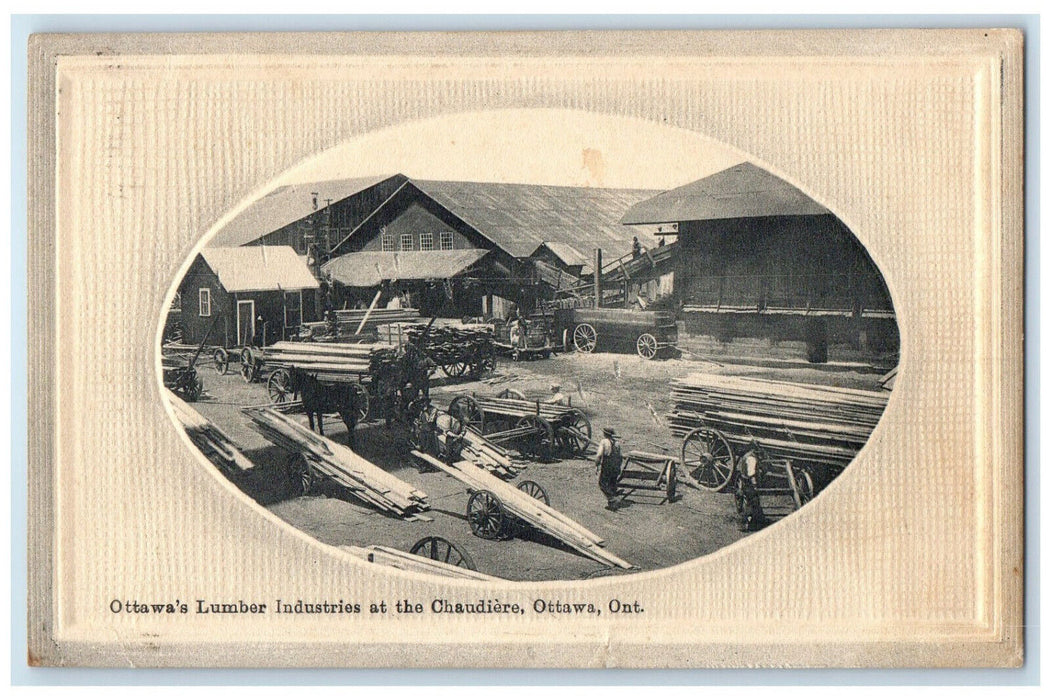 c1910 Ottawa's Lumber Industries at the Chaudiere Ontario Canada Postcard