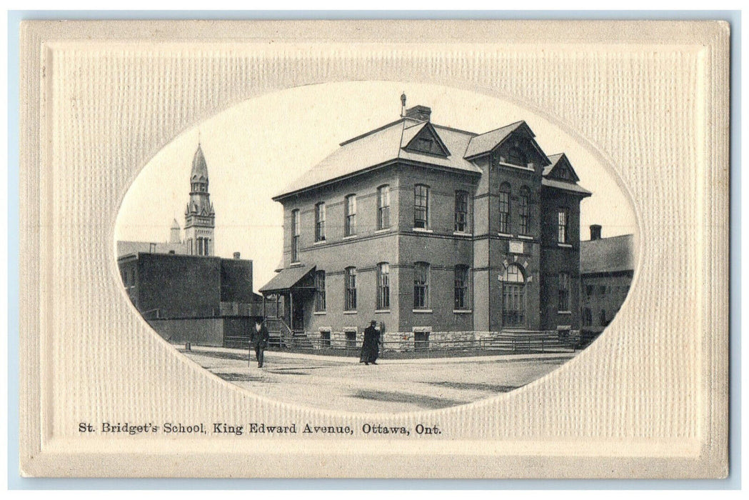 c1910 St. Bridget's School King Edward Avenue Ottawa Canada Postcard