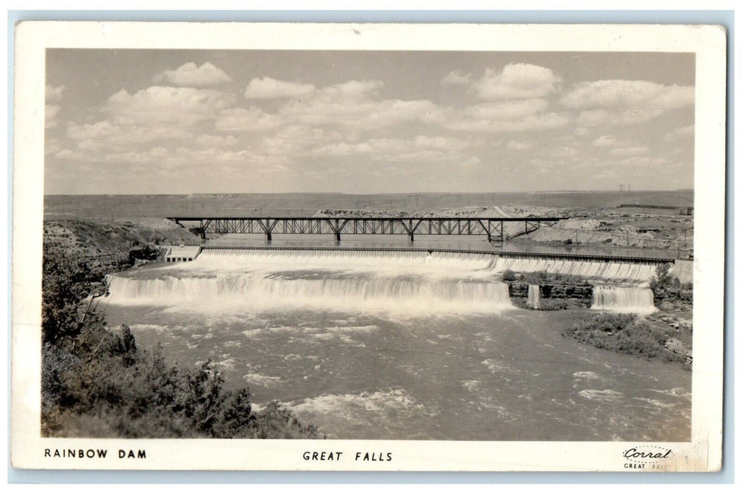 c1910's Rainbow Dam Great Falls Montana MT RPPC Photo Unposted Vintage Postcard