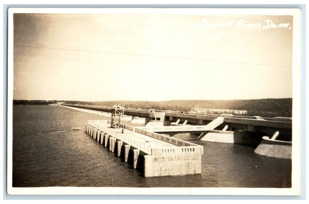 1941 Grand River Dam Grand River Oklahoma OK RPPC Photo Vintage Postcard