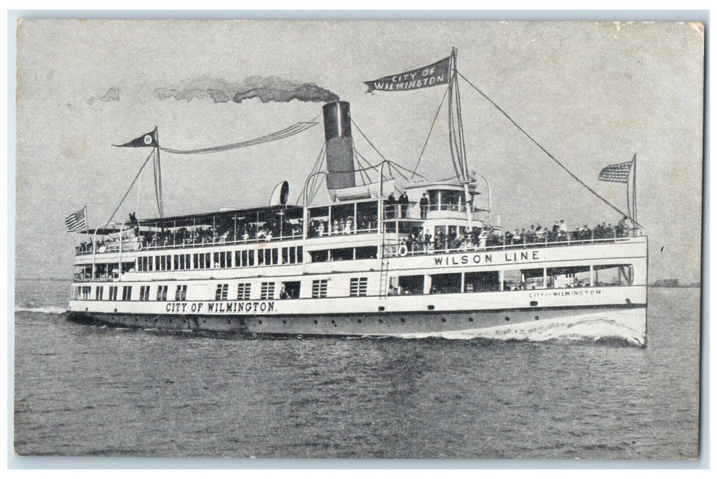 c1910's Steamer Ship City Of Wilmington Wilson Line Unposted Antique Postcard