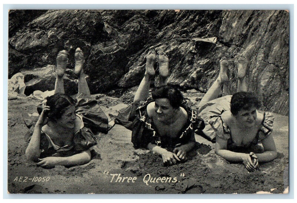 c1910's Three Queens Beach Swimsuits Pretty Ladies Bathing Beauties Postcard