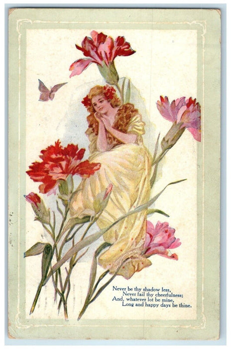 1910 Pretty Woman Flowers Downingtown Pennsylvania PA Posted Antique Postcard