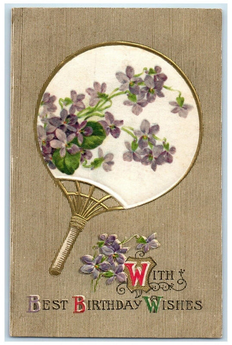 1910 Birthday Wishes Pan Flowers Embossed Winsch Back Beaman Iowa IA Postcard