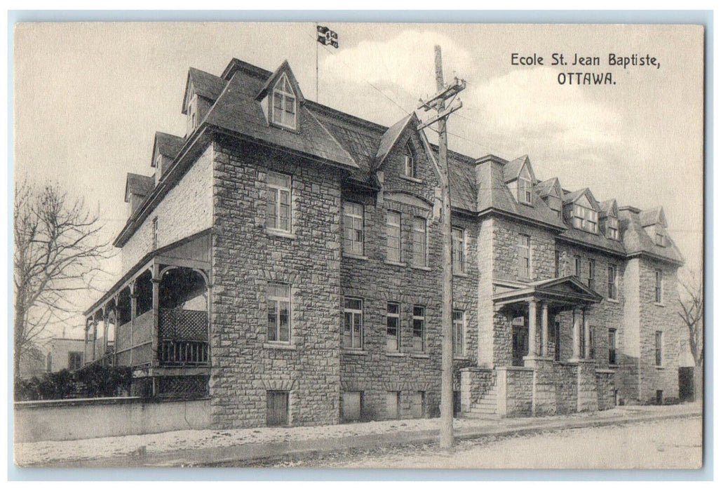 c1910 Ecole St. Jean Baptist Ottawa Ontario Canada Unposted Antique Postcard