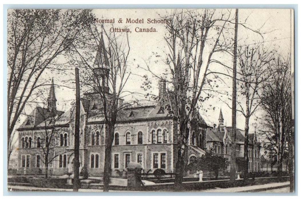 1909 Normal & Model Schools Ottawa Ontario Canada Posted Antique Postcard