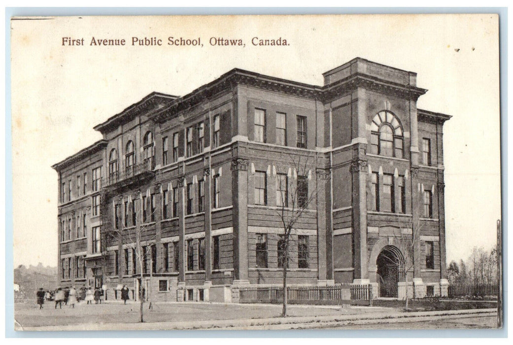 1909 First Avenue Public School Ottawa Ontario Canada Antique Postcard