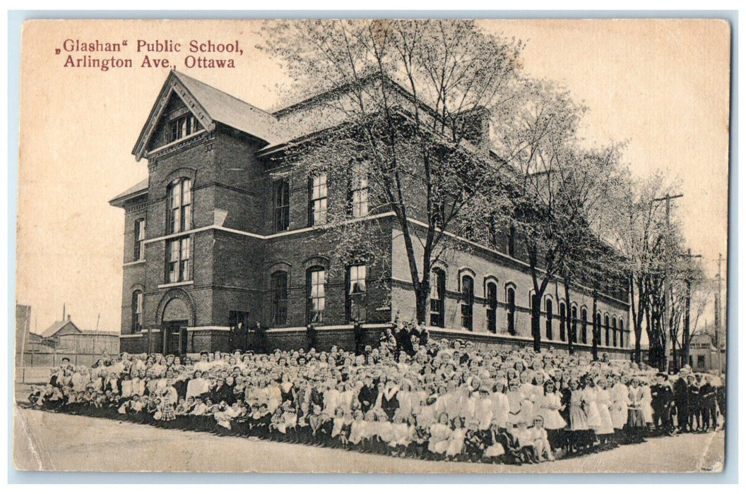 c1910 Glashan Public School Arlington Ave. Ottawa Ontario Canada Postcard