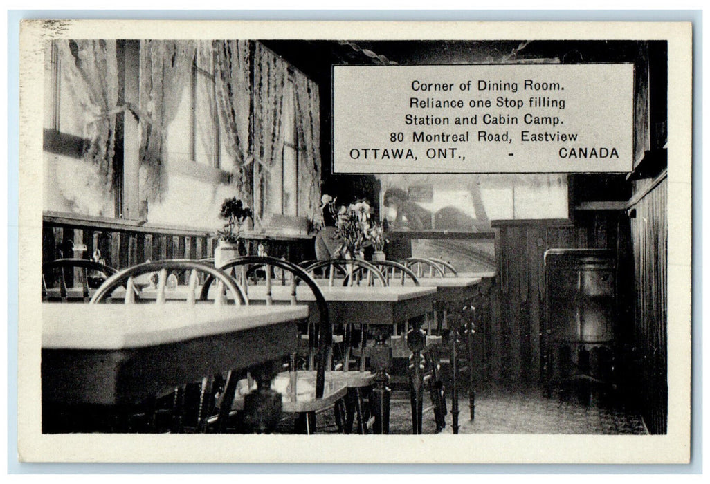 c1930's Corner of Dining Room Reliance One Stop Station Ottawa Canada Postcard