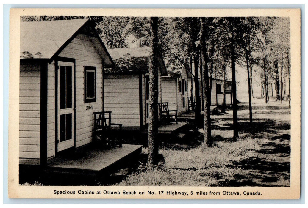 c1930's Spacious Cabins at Ottawa Beach Highway 17 Ottawa Canada Postcard