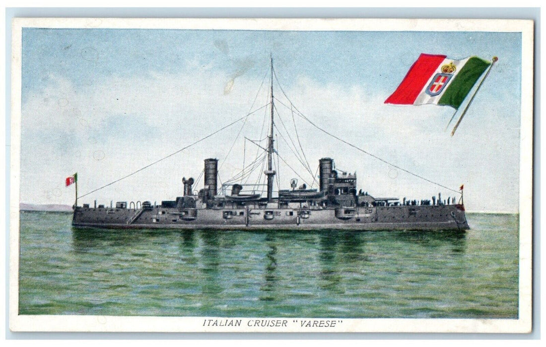 c1910's Italian Navy Armored Cruiser Varese Newark New Jersey NJ Postcard
