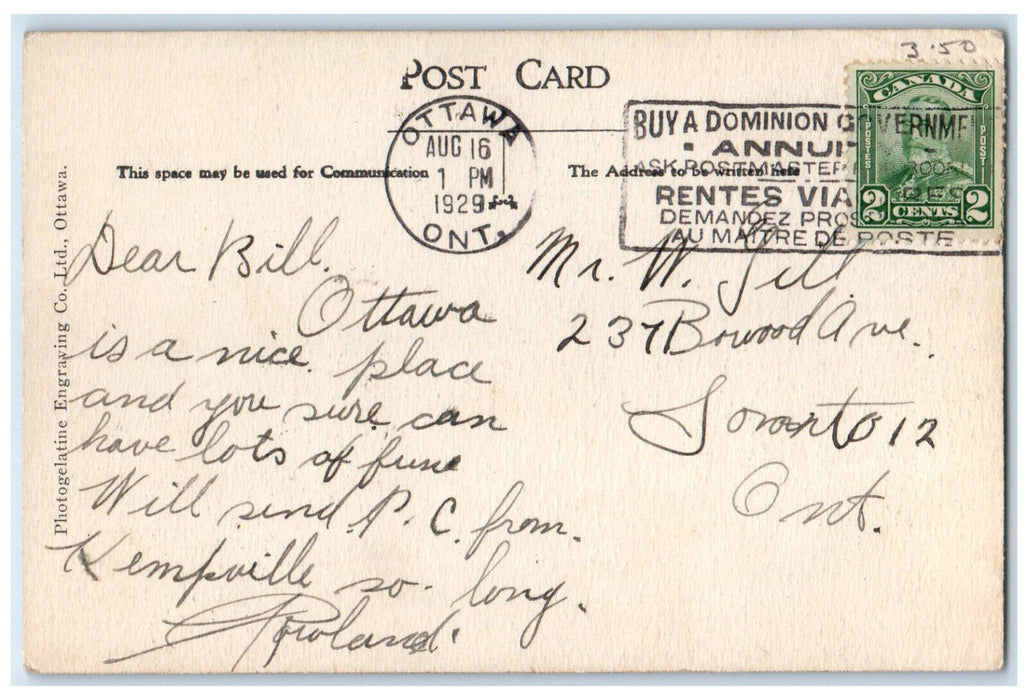 1929 Chaudiere Falls Booth Mills Ottawa River Ontario Canada Postcard