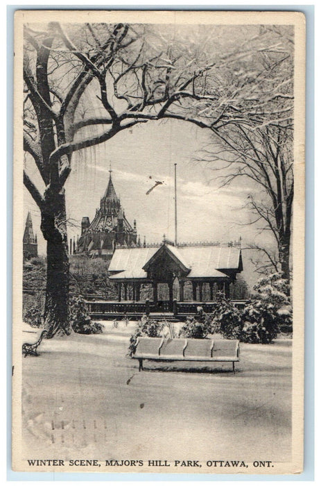 1917 Winter Scene Major's Hill Park Ottawa Canada Posted Antique Postcard